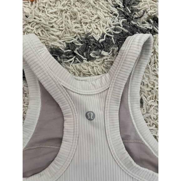 Lululemon Ribbed Nulu High-Neck Yoga Bra in Natural Ivory - sz 2 - Picture 5 of 6